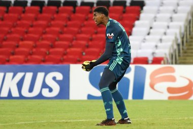 Rio de Janeiro, Brezilya, 13 Ekim 2020. Flamengo takımından kaleci Hugo, Maracana Stadyumu 'ndaki Brezilya Şampiyonası' nda oynanan Flamengo x Gois maçı sırasında.
