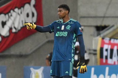 Rio de Janeiro, Brezilya, 13 Ekim 2020. Flamengo takımından kaleci Hugo, Maracana Stadyumu 'ndaki Brezilya Şampiyonası' nda oynanan Flamengo x Gois maçı sırasında.
