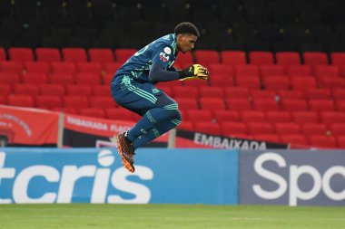 Rio de Janeiro, Brezilya, 13 Ekim 2020. Flamengo takımından kaleci Hugo, Maracana Stadyumu 'ndaki Brezilya Şampiyonası' nda oynanan Flamengo x Gois maçı sırasında.