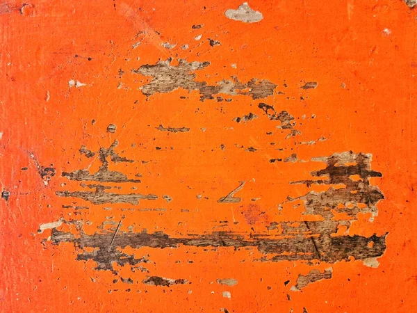 Het Beschilderde Houten Oppervlak Oranje Gebarsten Beschadigd — Stockfoto