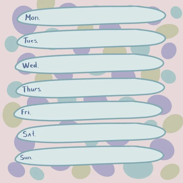 Hermosa página moderna para el planificador semanal de un cuaderno de planificación semanal con días con un fondo lindo inusual —  Fotos de Stock