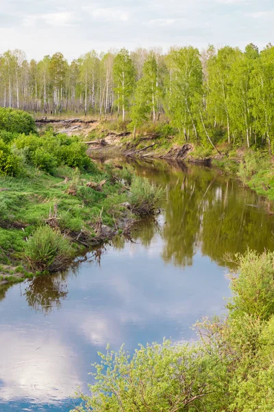 Voorjaarslandschap. Siberische rivier Vagay, Rusland — Stockfoto