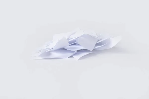 Pile Torn Small Pieces White Paper White Background Isolated — Stock Photo, Image