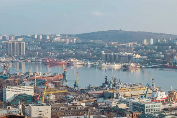 Vladivostok Rússia Novembro 2018 Vista Colina Águia Até Porto Marítimo — Fotografia de Stock