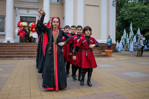 Sochi Rusland Februari 2019 Amateur Kindergroep Aelita Dansen Kaukasische Lezginka — Stockfoto