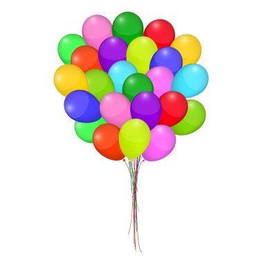 Beyaz arkaplanda renkli balonlar.