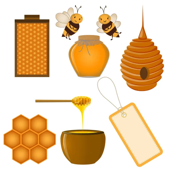 Set Von Elementen Für Honig Design Elemente Der Imkerei — Stockvektor