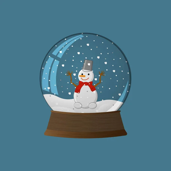 Snow globe.A snow ball with falling snow and a snowman inside.