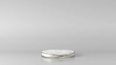 Soyut Minimum Lüks Beyaz, Altın Mermer Silindir yuvarlak kutu podyumu beyaz arka planda. Konsept sahne sahne sahne gösterisi, ürün, satış, afiş, sunum, kozmetik. 3 Boyutlu Hazırlama