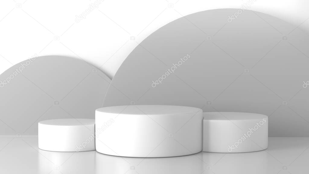 Minimal luxury white design Cylinder circle box Hexagon podium in white Marble concrete wall background. concept display scene stage platform showcase, product, sale, banner, cosmetic. 3D render