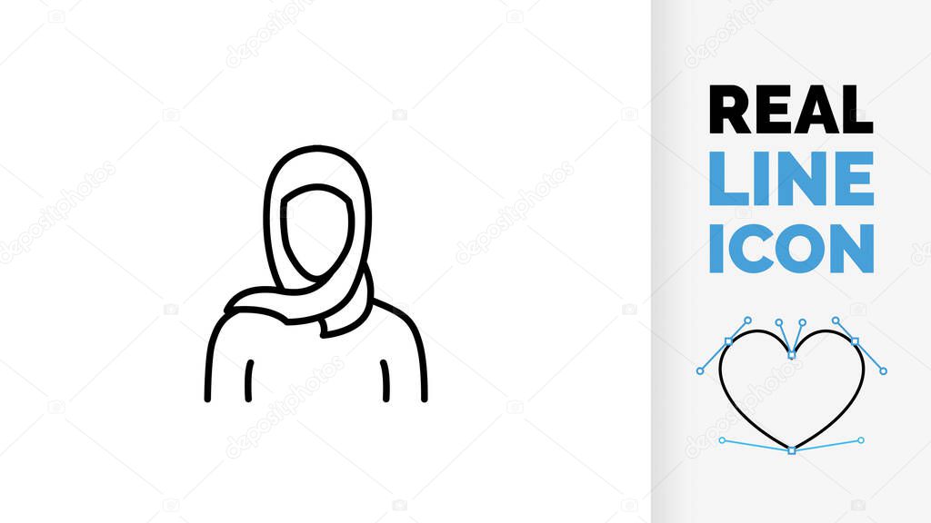 Editable line icon of middle eastern woman