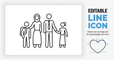 Müslüman aile çubuğu kümesinin düzenlenebilir satır simgesi