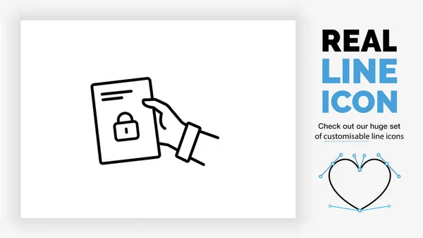 Edytowalna Ikona Linii Osoby Podającej Dokument Bezpieczeństwie — Wektor stockowy