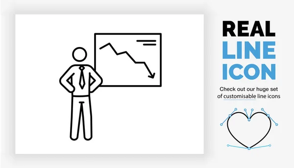 Επεξεργάσιμο Εικονίδιο Πραγματική Γραμμή Ενός Επιχειρηματία Σχήμα Ραβδί Αρνητικό Διάγραμμα — Διανυσματικό Αρχείο