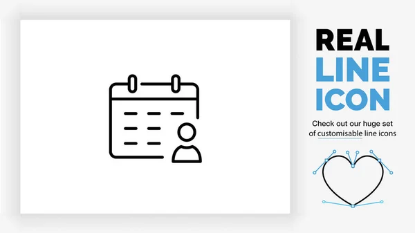 Icono Línea Editable Calendario Con Una Persona — Vector de stock