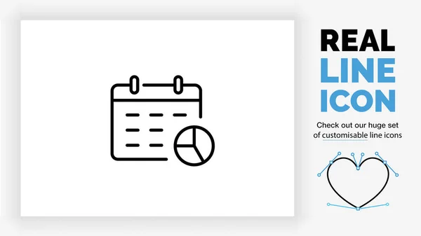 円グラフの議題の編集可能なラインアイコン — ストックベクタ