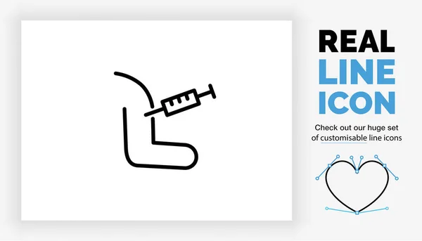 予防接種または血液検査を受ける人の編集可能な実際のラインアイコン — ストックベクタ
