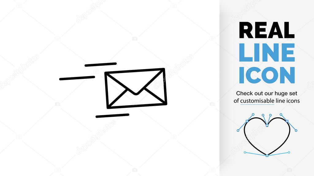 Editable line icon of outgoing email