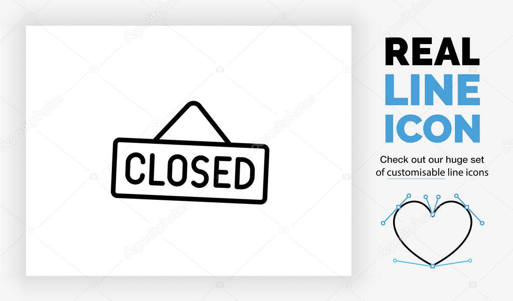 Editable line icon of a closed sign