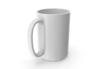 Gerçekçi beyaz kupa maketi izole edilmiş 3d oluşturma