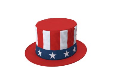 Amerikan Amca Sam soba borusu silindir şapka 3D görüntüleme