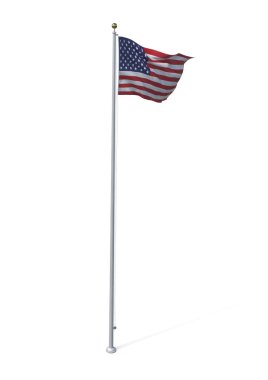 Amerikan Bayrağı 3 boyutlu izole edilmiş şekilde dalgalanıyor
