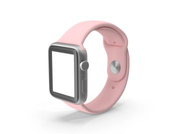 Pembe akıllı saat modellemesi izole edilmiş 3B görüntüleme