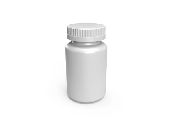 Лекарственные Таблетки Витамины Бутылка Пластика Рендеринг Макет — стоковое фото
