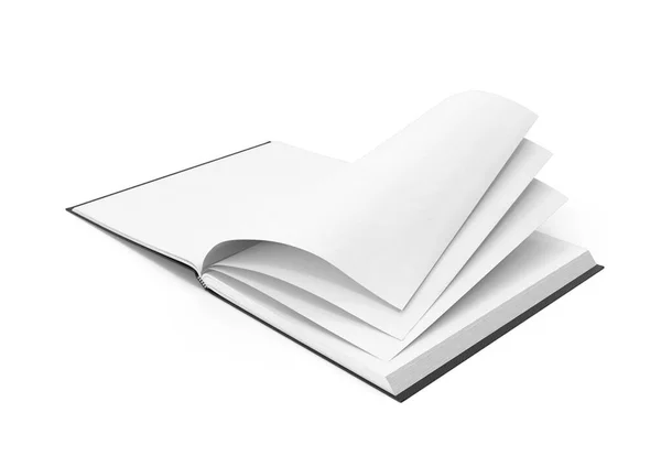 Branco Realista Notebook Isolado Aberto Próximo Mockup Renderização — Fotografia de Stock