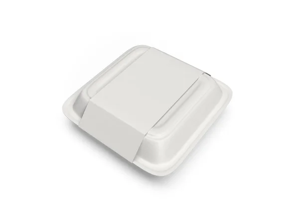 食品容器テイクアウトボックス3Dレンダーモックアップホワイト背景 — ストック写真