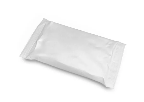 Pochette Zippée Papier Emballage Vierge Isolée Sur Fond Blanc Paquet Photo De Stock
