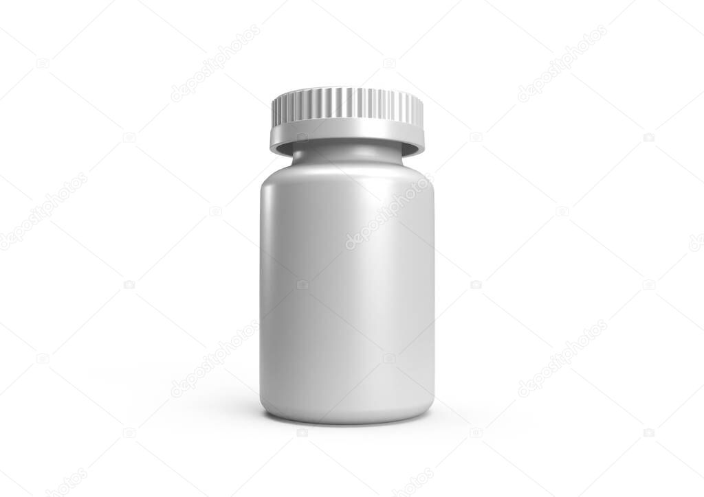Medicine pill and vitamins and bottle plastic 3d rendering mockup