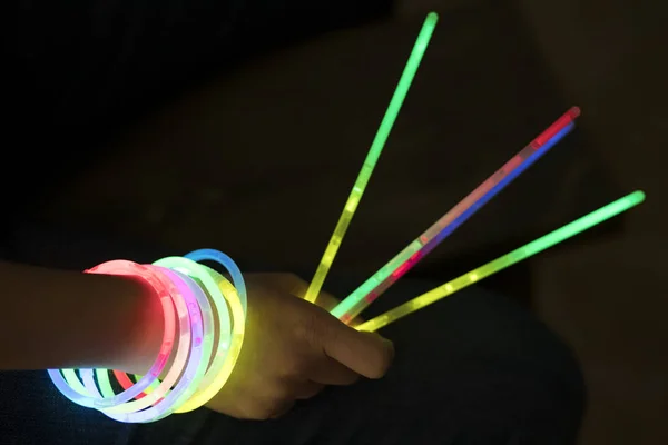 Glow Sticks Hand — Stock Photo, Image
