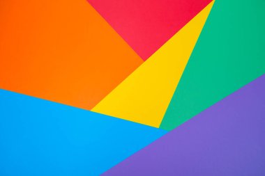 LGBT gurur bayrağı gibi soyut geometrik renkli kağıt arka plan. Tasarımınız için arkaplanı kopyalayın, gökkuşağı arkaplanı.