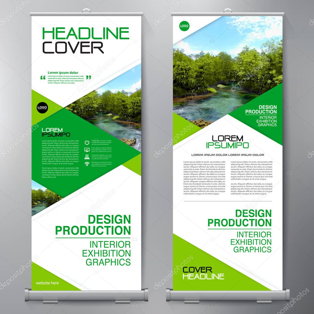 Business Roll Up. Standee Design. Banner Template. Presentation and Brochure Flyer. Vector illustration