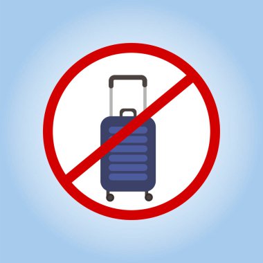 Üstü çizilmiş bir bavulun ilginç bir görüntüsü. Bagaj yasağı işareti. Seyahat yasağı. 