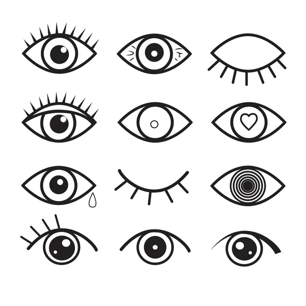 Ícone Símbolo Contorno Olho Vetorial Conjunto Imagens Abstratas Olhos Humanos — Vetor de Stock