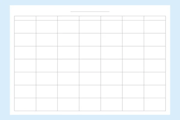 Prázdná Šablona Plánovače Kalendáře Vektorový Obrázek Plánu Týdne — Stockový vektor