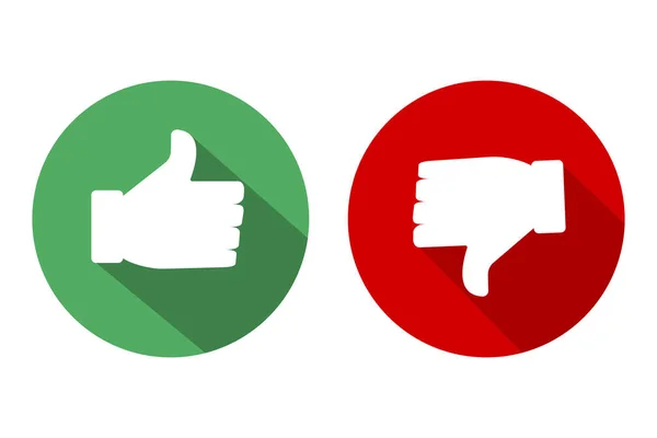 Como en un círculo verde y Dislike en un círculo rojo — Vector de stock