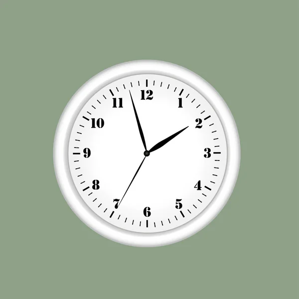 白色手表 有黑色和清晰的数字 黑色的手显示三分钟2小时 — 图库矢量图片