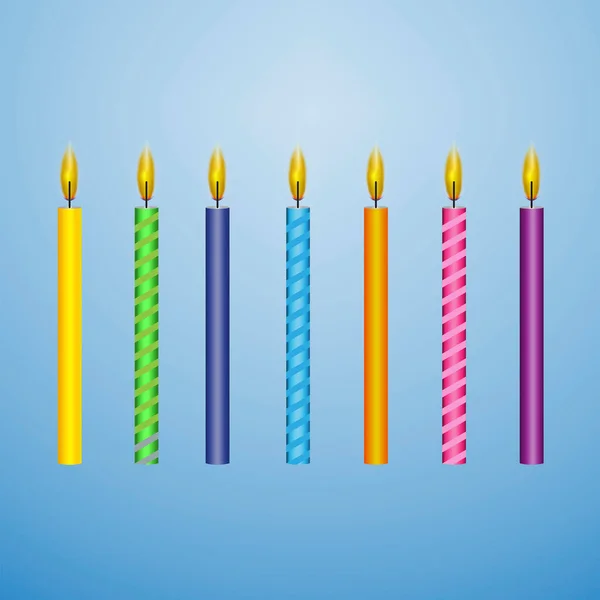 Imagen Vectorial Velas Pastel Conjunto Bola Esqui Multicolor — Archivo Imágenes Vectoriales