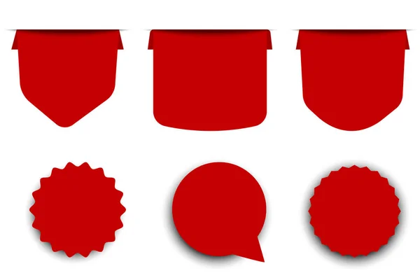 Czerwona Odznaka Wektorowa Cenę Zestaw Naklejek Etykiet Różnych Kształtach — Wektor stockowy