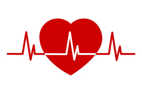 Icono Del Corazón Del Vector Con Una Línea Cardio Logo — Vector de stock