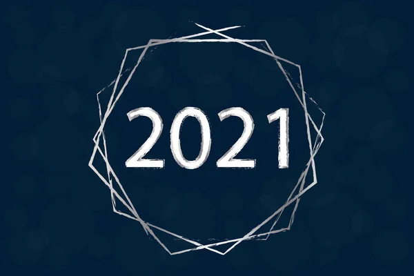 Festeggiamo Festa Luminosa Del 2021 2021 Anno Cornice Bianca Cerchio — Vettoriale Stock