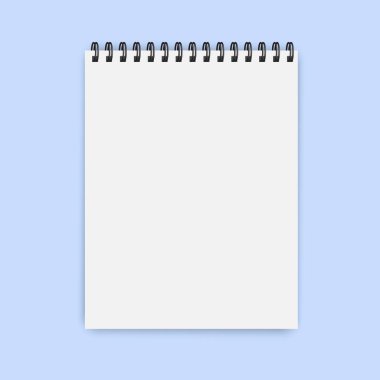 Boş bir not defteri ya da spiral üzerinde bir defter. Notlar için dikey kitap. Vector mocap pad görüntüsünü izole etti. Bağlanmamış, gizli bir günlük. Stok Fotoğrafı.