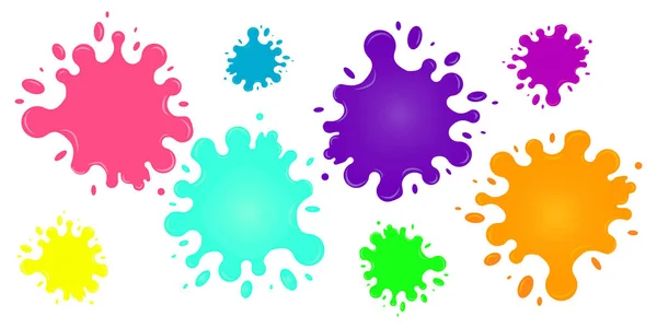 Vector Set Paint Splashes Spot Splashes Falling Drops Cartoon Style — Stock Vector