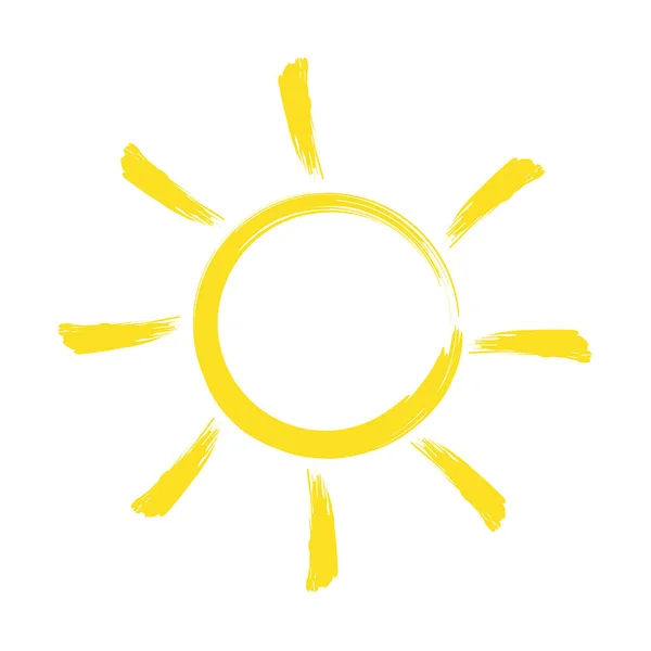 Dibujos animados vector solar. Luz amarilla soleada de verano. Icono de sol dibujado a mano . — Archivo Imágenes Vectoriales