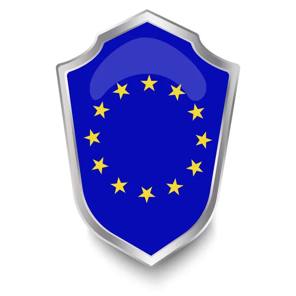 Bandera Medieval Unión Europea Emblema Escudo Símbolo Protección Los Estados — Vector de stock