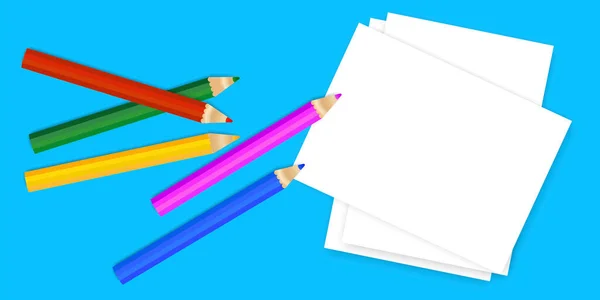 Renkli kalemler ve kağıt. Vektör simgesi. Silgisiz okul krayonu. Ofis araçları. — Stok Vektör