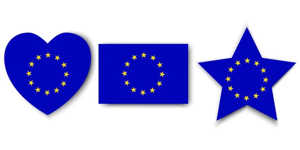 Iconos Bandera Colección Banderas Unión Europea Diferentes Formas Emblemas Países — Vector de stock